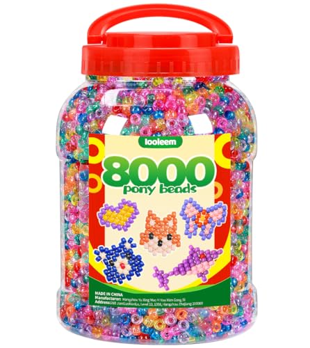 IOOLEEM Pony-Perlen (8000 Stück Glitzer), Perlenzubehör, Freundschaftsarmbänder, King-Size von IOOLEEM