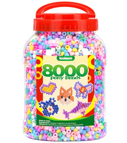 IOOLEEM Pony-Perlen (8000 Stück Macaron-Süßigkeiten), Perlenzubehör, Freundschaftsarmbänder, King-Size von IOOLEEM