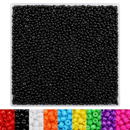 IOOLEEM Schwarze Rocailles, 4000 + Stück 3 mm Glasperlen, ideal für Schmuckherstellung, perfekt für Armbänder von IOOLEEM