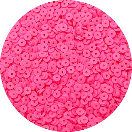 IOOLEEM Tonperlen, 2000 Stück Hot Pink Clay Beads, Polymer Clay Beads for Bracelets Making, Clay Beads for Jewelry Making, Clay Beads for Crafts, Bracelet Beads. von IOOLEEM