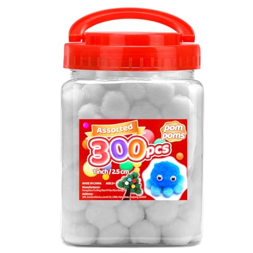 IOOLEEM Weiße Pompons, 300 Stück, 2,5 cm, Pompons für Kunst und Handwerk, Pompom-Bälle, Bastel-Pom-Poms IOOLEEM Weiße Pompons, 300 Stück, 2,5 cm, Pompons für Kunst und Handwerk, Pompom-Bälle, Bastel-Pom-Poms von IOOLEEM
