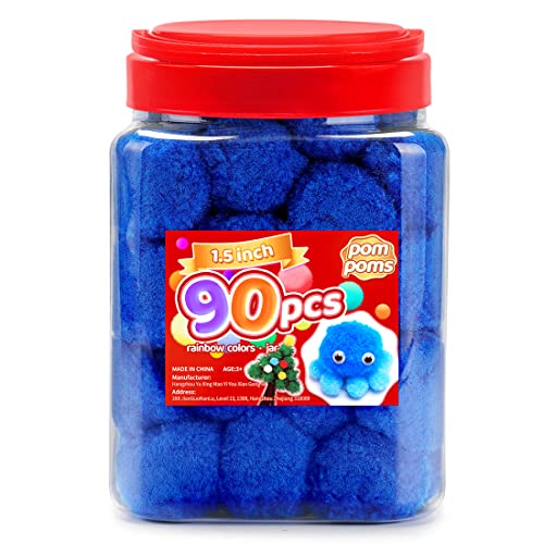 Iooleem Große Pompons, 4 cm, 90 blaue Pompons, große Größe, Pompons für Kunst und Handwerk, Pompons, Bastelbedarf. von IOOLEEM