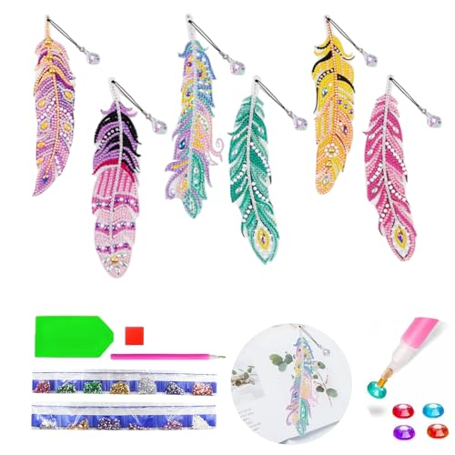 IOPJLK Diamond Painting Lesezeichen 6 Stück Lesezeichen Diamond Painting Federn mit Kristall Anhänger, DIY Lesezeichen Erwachsene und Kinder für Anfänger Schule DIY Kunsthandwerk Geschenk - A IOPJLK Diamond Painting Lesezeichen 6 Stück Lesezeichen Diamond Painting Federn mit Kristall Anhänger, DIY Lesezeichen Erwachsene und Kinder für Anfänger Schule DIY Kunsthandwerk Geschenk - A von IOPJLK