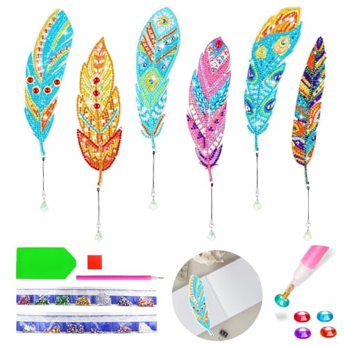 IOPJLK Diamond Painting Lesezeichen 6 Stück Lesezeichen Diamond Painting Federn mit Kristall Anhänger, DIY Lesezeichen Erwachsene und Kinder für Anfänger Schule DIY Kunsthandwerk Geschenk - B IOPJLK Diamond Painting Lesezeichen 6 Stück Lesezeichen Diamond Painting Federn mit Kristall Anhänger, DIY Lesezeichen Erwachsene und Kinder für Anfänger Schule DIY Kunsthandwerk Geschenk - B von IOPJLK