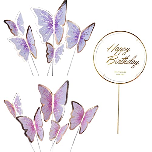 IOPYKKOA 20 Stück Schmetterlinge kuchen deko,dreidimensional schmetterlinge deko Cupcake Topper mädchen geburtstagsfeier dekoration（Milch weiß rosa und milchisch lila） von IOPYKKOA