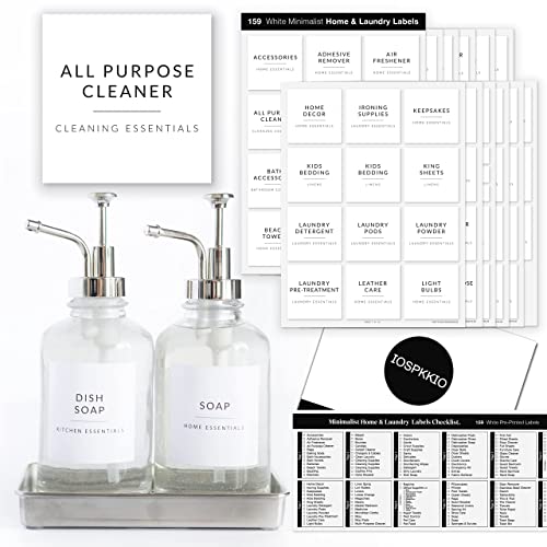 IOSPKKIO® 178 Stück minimalistische Haushaltsetiketten zum Organisieren Etiketten für Waschräume und Kosmetikbehälter Brillenreinigungsetiketten, Kosmetiketiketten-Weiss von IOSPKKIO