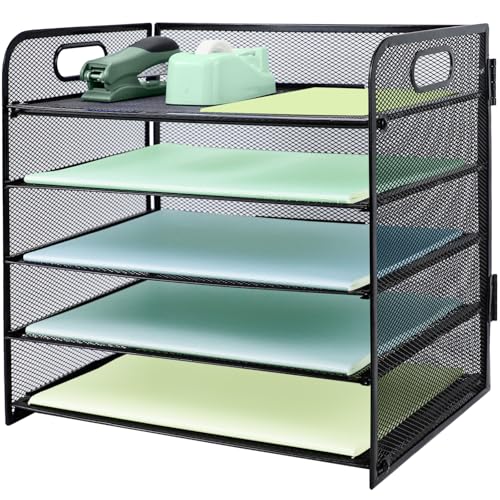 IOUGDSEC 5 Fächer Briefablage aus Metall mit Griff, A4-Netzeinsatz in Tablett, Büro Schreibtisch Organizer Dokumentenhalter Aktenablage Zeitschriftenhalter Papier Magazin Organisator,Schwarz IOUGDSEC 5 Fächer Briefablage aus Metall mit Griff, A4-Netzeinsatz in Tablett, Büro Schreibtisch Organizer Dokumentenhalter Aktenablage Zeitschriftenhalter Papier Magazin Organisator,Schwarz von IOUGDSEC