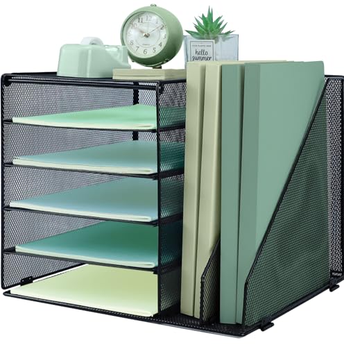 IOUGDSEC Schreibtisch-Organizer mit 5 Ebenen, mit 2 extra vertikalen Aktenordner, Papier-Briefablage, A4-Papier-Desktop-Ablagen, Zeitschriftenhalter für Heimbüro, Schwarz IOUGDSEC Schreibtisch-Organizer mit 5 Ebenen, mit 2 extra vertikalen Aktenordner, Papier-Briefablage, A4-Papier-Desktop-Ablagen, Zeitschriftenhalter für Heimbüro, Schwarz von IOUGDSEC