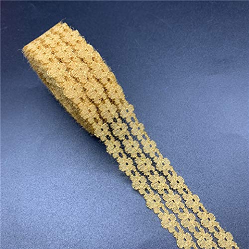 Spitzenbesatz, 5yards/Lot 25mm Spitzenband Bestickte Spitze Stoffbesatz Dekoration DIY Handarbeit Nähen Kleidung Geschenkverpackung(Gold) von IPAGSEFWE