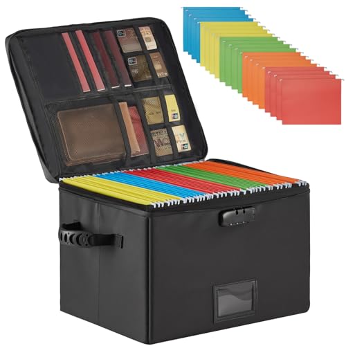 Feuerfeste Dokumentenbox, feuerfeste Aktenboxen mit Schloss, faltbare Aufbewahrungsboxen mit Reißverschlüssen und Einsätzen, tragbar, für Zuhause, Büro, Safe für Brief/Rechtsmappe, Rosa (mit von IPARTS EXPERT