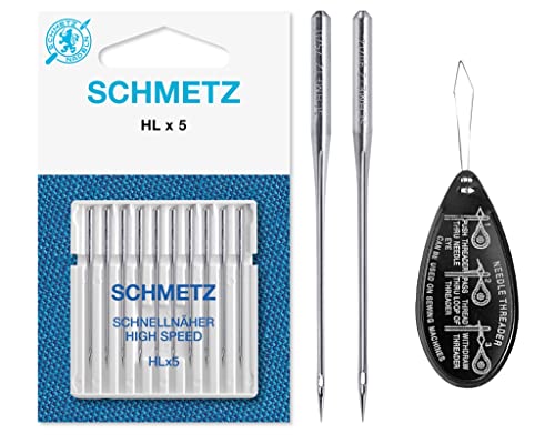 Schmetz HLx5 (High Speed Professional Quilting) Nähmaschinennadeln, verschiedene verschiedene Größen 75/11 & 90/14, 10 Stück, inkl. großem Nadeleinfädler von IPC Sewing Parts