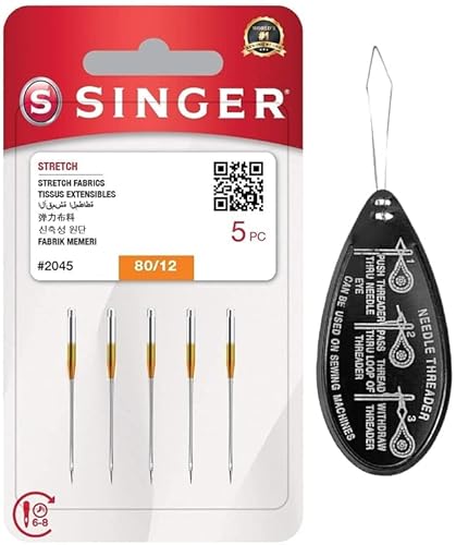 Singer Stretch Ball Point 2045 Nähmaschinennadeln, 5 Stück, Größe 80/12, inkl. großem Nadeleinfädler Singer Stretch Ball Point 2045 Nähmaschinennadeln, 5 Stück, Größe 80/12, inkl. großem Nadeleinfädler von IPC Sewing Parts