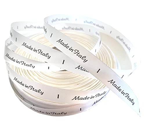 IPEA 150 elegante Etiketten mit Aufschrift "Made in Italy" aus Satin zum Aufnähen – Schrägband für Kleidung, Dekoration, T-Shirt, Accessoires – 6,5 cm lang – Farbe Weiß IPEA 150 elegante Etiketten mit Aufschrift "Made in Italy" aus Satin zum Aufnähen – Schrägband für Kleidung, Dekoration, T-Shirt, Accessoires – 6,5 cm lang – Farbe Weiß von IPEA