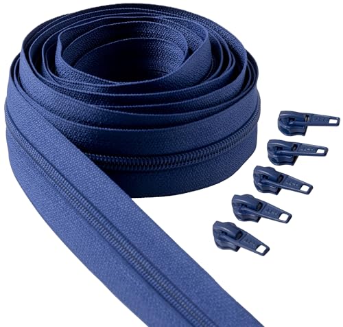 IPEA Endlos Reißverschluss Blau 5 Meter + 15 Schieber aus Metall – Kette Größe #5 – Made in Italy – Durchgehender Reißverschlüsse mit Zipper aus Nylon – Zuschneidbar für Meterware – Breite 30 mm IPEA Endlos Reißverschluss Blau 5 Meter + 15 Schieber aus Metall – Kette Größe #5 – Made in Italy – Durchgehender Reißverschlüsse mit Zipper aus Nylon – Zuschneidbar für Meterware – Breite 30 mm von IPEA