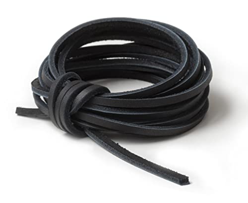 IPEA Lederband für Schuhe, Accessoires, Mode - 3 Meter Lange - Schwarz Quadratische Ledersenkel Schnürsenkel Premium Echtes Leder- Kreationen, Armbänder – Color Schwarz, BSLACCIO-111 von IPEA