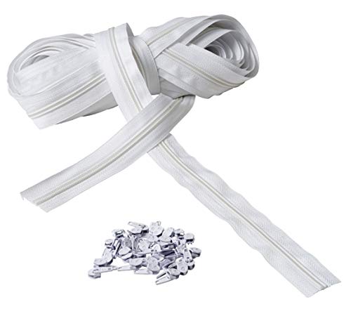 IPEA Reißverschluss Größe 5# fortlaufende Kette – 10 Meter – Meter-Scharniere aus Nylon + 25 Schieber inklusive – Reißverschluss – Zuschneiden zum Nähen, 3 Farben nach Wahl, Weiß, Breite 30 mm IPEA Reißverschluss Größe 5# fortlaufende Kette – 10 Meter – Meter-Scharniere aus Nylon + 25 Schieber inklusive – Reißverschluss – Zuschneiden zum Nähen, 3 Farben nach Wahl, Weiß, Breite 30 mm von IPEA