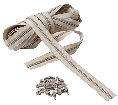 IPEA Reißverschluss Größe 5 - 10 Meter Nylon + 25 Metallschieber - Beige, Breite 30 mm - Universell für Möbel, Kleidung & Accessoires IPEA Reißverschluss Größe 5 - 10 Meter Nylon + 25 Metallschieber - Beige, Breite 30 mm - Universell für Möbel, Kleidung & Accessoires von IPEA