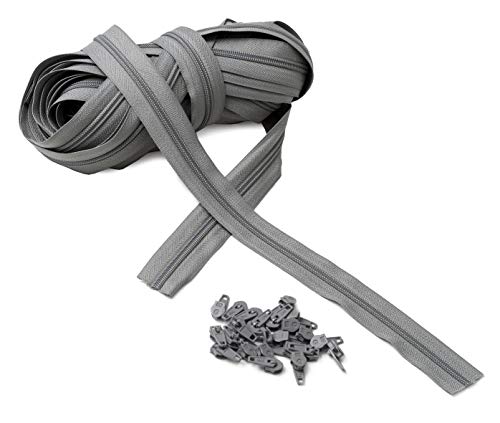 IPEA Reißverschluss Größe 5# kontinuierliche Kette – 10 Meter – Reißverschlüsse aus Nylon + 25 Schieber inklusive – Reißverschluss – zuschneidbar zum Nähen, 3 Farben zur Auswahl, Grau, Breite 30 mm IPEA Reißverschluss Größe 5# kontinuierliche Kette – 10 Meter – Reißverschlüsse aus Nylon + 25 Schieber inklusive – Reißverschluss – zuschneidbar zum Nähen, 3 Farben zur Auswahl, Grau, Breite 30 mm von IPEA