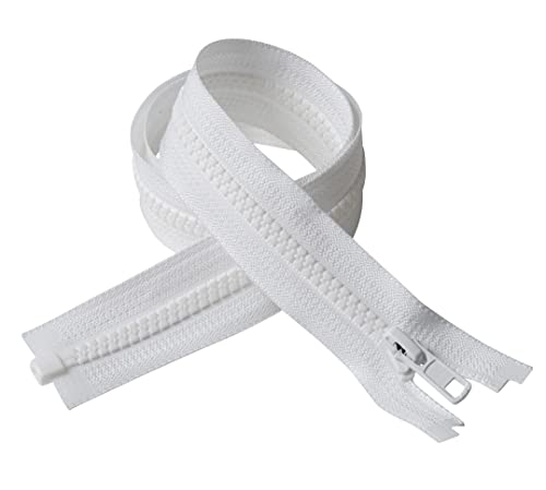 IPEA Reißverschluss Länge 35 cm – Farbe Weiß – 2 Stück – Kette Größe #5 – teilbare Reißverschlüsse für Einrichtung, Nähen – Reißverschluss – Breite 30 mm von IPEA