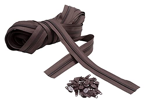 IPEA Reißverschluss misst 5# durchgehende Kette – 10 Meter – Nylonseil + 25 Schieber enthalten – Reißverschluss – Schnitt zum Nähen, 3 Farben zur Auswahl, braun, Breite 30 mm IPEA Reißverschluss misst 5# durchgehende Kette – 10 Meter – Nylonseil + 25 Schieber enthalten – Reißverschluss – Schnitt zum Nähen, 3 Farben zur Auswahl, braun, Breite 30 mm von IPEA