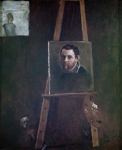 IPLUPJDY Kunstdruck Leinwand Bilder Moderne Druck Leinwand Malerei Selbstporträt auf einer Staffelei von Annibale Carracci Leinwanddruck Malerei für Wanddekoration 60x90cm IPLUPJDY Kunstdruck Leinwand Bilder Moderne Druck Leinwand Malerei Selbstporträt auf einer Staffelei von Annibale Carracci Leinwanddruck Malerei für Wanddekoration 60x90cm von IPLUPJDY