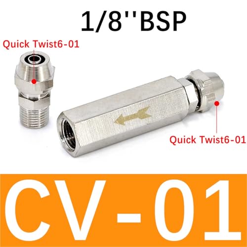 IPNDKBFL Pneumatic Check Valve 6mm 8mm 10mm 1/4 OD Hose One Way Valve Air Gas Single Way Brass Valve Air Compressor Pipe Fitting Adapter(CV-01 w KN6-01,100 Pcs) von IPNDKBFL