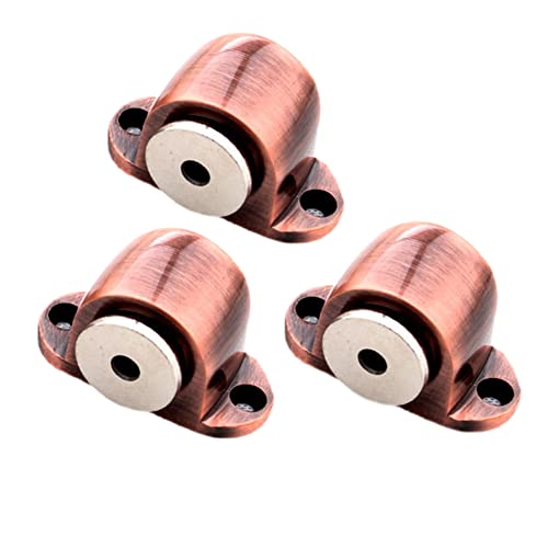 IPNDKBFL Türkeilstopper, Türstopper, Türstopper, Magnetischer Fenstertürstopper, Magnetverschluss for Schranktüren, Bodenmontierter Türstopper aus Zinklegierung, 3er-Pack, Bronze(Red Bronze) von IPNDKBFL