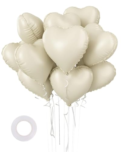 IPNSDON 20 cremefarbene Herzballons, 45,7 cm, cremeweißer Herzballon, großer sandweißer Helium-Folien-Herz-Ballon für Mädchen, Geburtstag, Babyparty, Hochzeit, Verlobung, Jahrestag IPNSDON 20 cremefarbene Herzballons, 45,7 cm, cremeweißer Herzballon, großer sandweißer Helium-Folien-Herz-Ballon für Mädchen, Geburtstag, Babyparty, Hochzeit, Verlobung, Jahrestag von IPNSDON