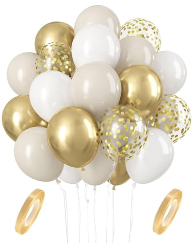 IPNSDON 60 Stück Gold und Weiß Luftballons Set, 30,5 cm weiß-metallisch goldene Luftballons mit goldenem Konfetti-Ballon für Geburtstag, Hochzeit, Jahrestag, Babyparty, Verlobung, Abschlussfeier IPNSDON 60 Stück Gold und Weiß Luftballons Set, 30,5 cm weiß-metallisch goldene Luftballons mit goldenem Konfetti-Ballon für Geburtstag, Hochzeit, Jahrestag, Babyparty, Verlobung, Abschlussfeier von IPNSDON