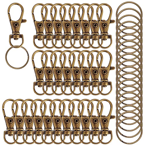 120 x hochwertige Karabinerhaken mit Drehgelenk, Schlüsselringen, Metall-Schlüsselanhänger-Haken für Schmuckherstellung, Handwerk (Bronze) von IPXEAD