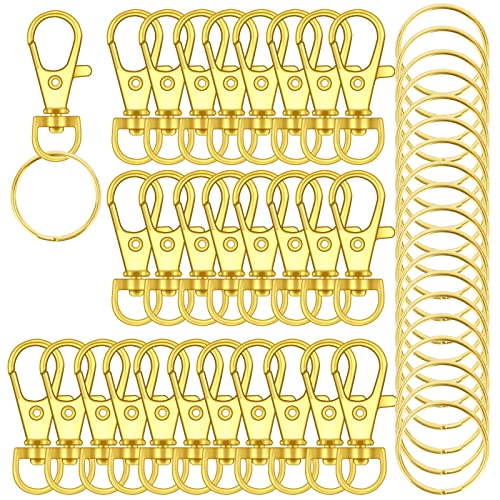 120 x hochwertige Karabinerhaken mit Drehgelenk, Schlüsselringen, Metall-Schlüsselanhänger-Haken für Schmuckherstellung, Handwerk (Gold) von IPXEAD