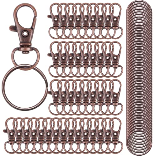 120 x hochwertige Karabinerhaken mit Drehgelenk, Schlüsselringen, Metall-Schlüsselanhänger-Haken für Schmuckherstellung, Handwerk (Rotbronze) von IPXEAD