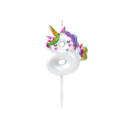 Geburtstagskerze mit der Zahl 8 - Tortendekoration zum Geburtstag für Geburtstagsfeier, 6 cm (8) von IQ