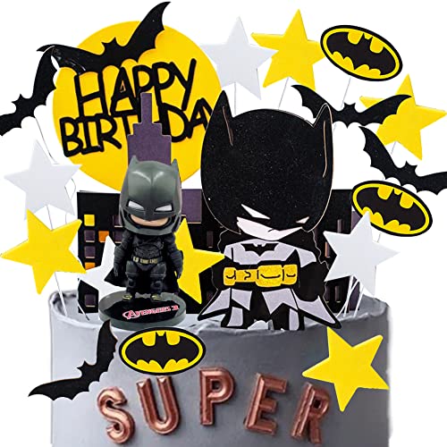 Batman Figur, Cupcake Topper und Kuchen Dekor Set - 24 Stück für Geburtstag, Hochzeit und Babyparty Dekoration von IQEPXTGO