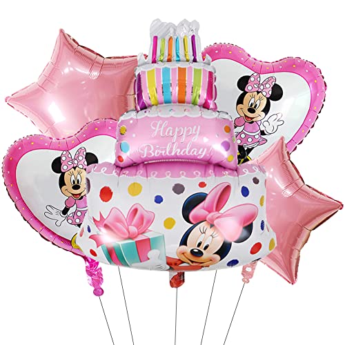 Minnie Geburtstagsparty Deko Folienballons Party Dekorationen Heliumballon Geburtstagsdeko Luftballon Geburtstagsfeier Dekorationen 5pcs von IQEPXTGO