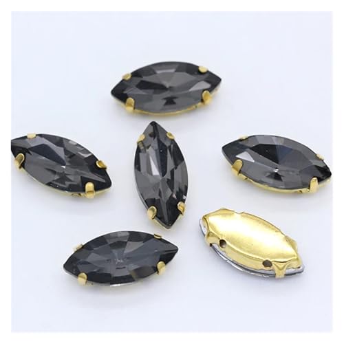 Hotfix Strasssteine Aufnäher Pferdeauge Navette Strass Gold Krallen Marquise Formen for Handarbeiten Schmuck Hochzeitskleid Taschen Borten(Black diamond,4x8mm 30pcs) von IRGVJIFR