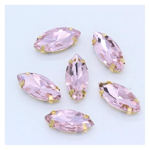 Hotfix Strasssteine Aufnäher Pferdeauge Navette Strass Gold Krallen Marquise Formen for Handarbeiten Schmuck Hochzeitskleid Taschen Borten(Lt pink,4x8mm 30pcs) von IRGVJIFR