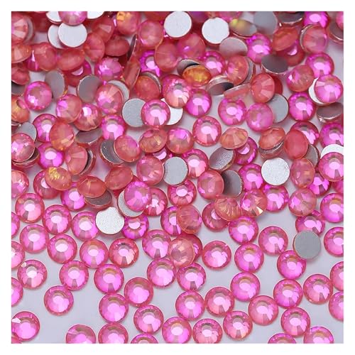 Hotfix Strasssteine Nicht-Hotfix-Strasssteine, Bling Crystal Opal-Serie, Super-Glitzerglas, flache Rückseite, Kristalle for DIY-Nagelkunst, Charm-Edelsteine(Crystal Rose Pink,SS40-144PCS) von IRGVJIFR