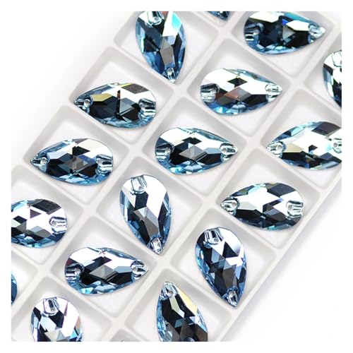 Hotfix Strasssteine Tropfenförmige Strasssteine ​​zum Aufnähen, Glaskristallsteine, for Nähen, Sticken, Kleidungszubehör, Steine ​​für DIY-Dekoration von Hochzeitskleidern(Aquamarine,13x22mm 36Pcs) von IRGVJIFR