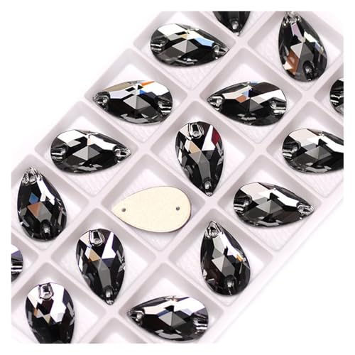 Hotfix Strasssteine Tropfenförmige Strasssteine ​​zum Aufnähen, Glaskristallsteine, for Nähen, Sticken, Kleidungszubehör, Steine ​​für DIY-Dekoration von Hochzeitskleidern(Black Diamond,7x12mm 96Pcs) von IRGVJIFR