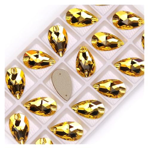 Hotfix Strasssteine Tropfenförmige Strasssteine ​​zum Aufnähen, Glaskristallsteine, for Nähen, Sticken, Kleidungszubehör, Steine ​​für DIY-Dekoration von Hochzeitskleidern(Light Topaz,11x18mm 20Pcs) von IRGVJIFR