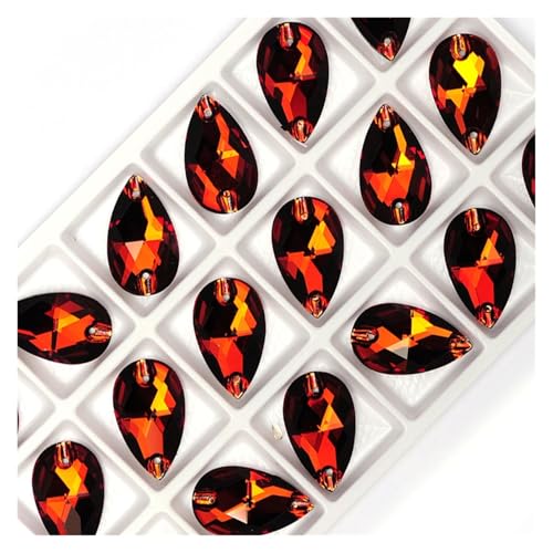 Hotfix Strasssteine Tropfenförmige Strasssteine ​​zum Aufnähen, Glaskristallsteine, for Nähen, Sticken, Kleidungszubehör, Steine ​​für DIY-Dekoration von Hochzeitskleidern(Smoked Topaz,13x22mm 12Pcs) von IRGVJIFR