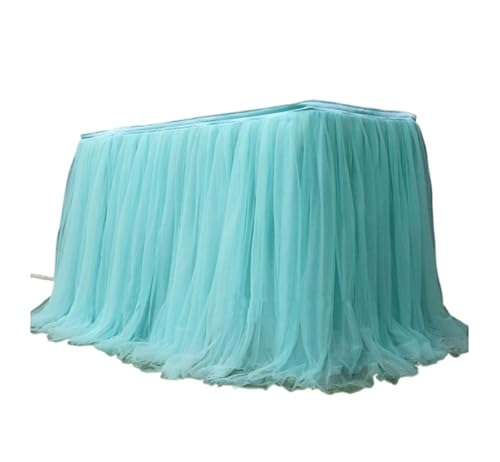 IRGVJIFR Tischrock 100 x75cm Flauschigen Garn Tisch Rock Net Gaze Plissee Tisch Rock Feier Party Decor Mesh Gaze Tisch Dekoration(Green,100x75cm) von IRGVJIFR