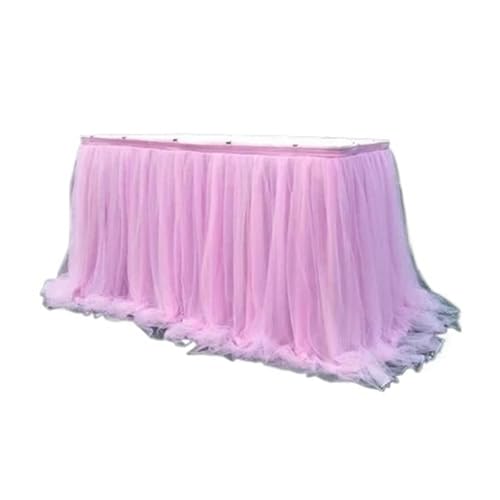 IRGVJIFR Tischrock 100 x75cm Flauschigen Garn Tisch Rock Net Gaze Plissee Tisch Rock Feier Party Decor Mesh Gaze Tisch Dekoration(Light pink,100x75cm) von IRGVJIFR