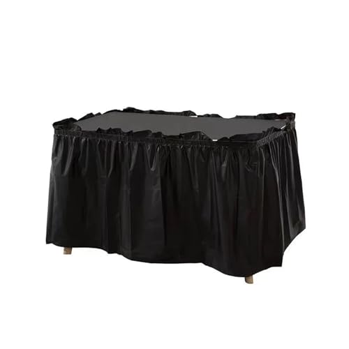 IRGVJIFR Tischrock 2 Teile/Satz Tischdecke Set Einfarbig Tisch Abdeckung Tisch Röcke for Happy Birthday Party Hochzeit Und Festival Dekoration(Black) von IRGVJIFR