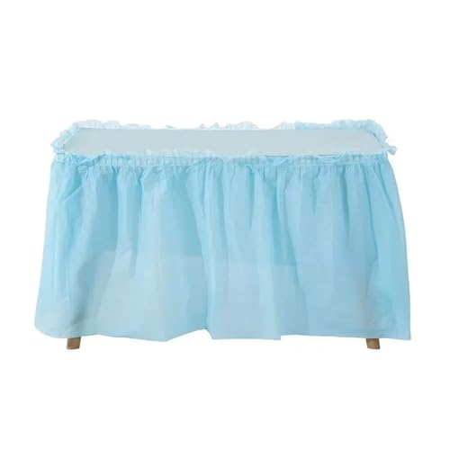 IRGVJIFR Tischrock 2 Teile/Satz Tischdecke Set Einfarbig Tisch Abdeckung Tisch Röcke for Happy Birthday Party Hochzeit Und Festival Dekoration(Blue) von IRGVJIFR