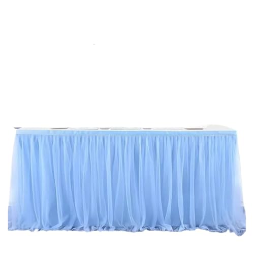 IRGVJIFR Tischrock 6/9/14FT Tischröcke Geburtstag Tüll Tischrock Hochzeit Party Tutu Tüll Tischrock Hochzeit Party Home Decor(Blue,9FT 77x275cm) von IRGVJIFR