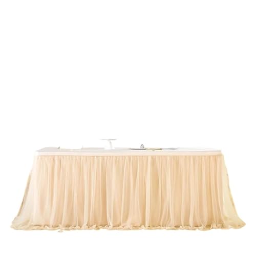 IRGVJIFR Tischrock 6/9/14FT Tischröcke Geburtstag Tüll Tischrock Hochzeit Party Tutu Tüll Tischrock Hochzeit Party Home Decor(Champagne,9FT 77x275cm) von IRGVJIFR