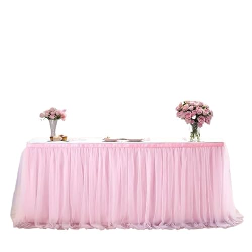 IRGVJIFR Tischrock 6/9/14FT Tischröcke Geburtstag Tüll Tischrock Hochzeit Party Tutu Tüll Tischrock Hochzeit Party Home Decor(Pink,14FT 77x427cm) von IRGVJIFR