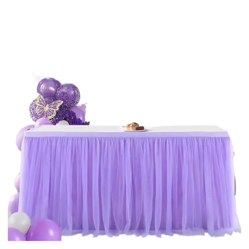 IRGVJIFR Tischrock 6/9/14FT Tischröcke Geburtstag Tüll Tischrock Hochzeit Party Tutu Tüll Tischrock Hochzeit Party Home Decor(Purple,14FT 77x427cm) von IRGVJIFR
